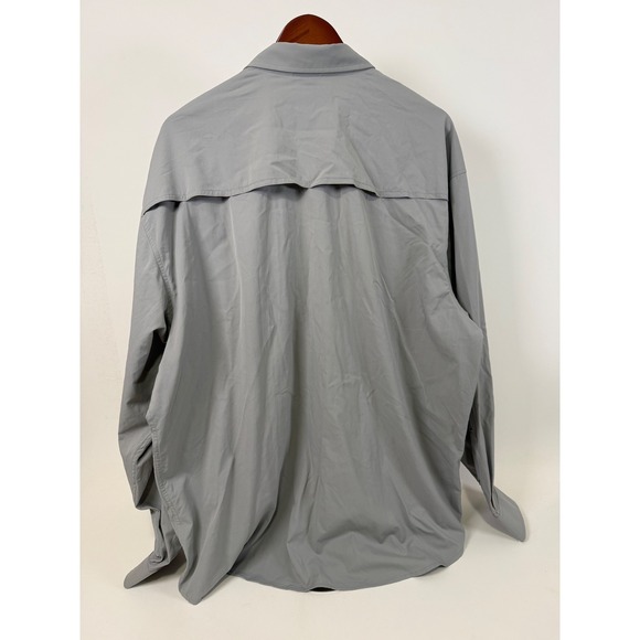 Poncho Button Up Shirt Mens 2XL Fishing Outdoor Performance Magnetic Pocket Gray - Picture 2 of 10